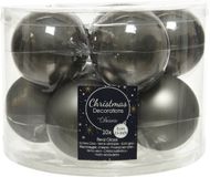 Decoris Kaemingk 10x stuks kerstballen antraciet (warm grey) van glas 6 cm - mat/glans - Kerstboomversiering