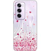 Oppo Siliconen hoesje - Compatibel met Oppo Reno 12 Pro - ontwerp confettis de coeurs rose