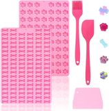 Non-branded Baking Mat Set of 2 with Cute Animal Patterns for Pet Treats, pink, Silicone, 19 x 29 cm