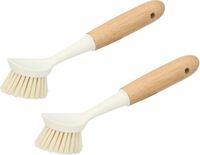 Alpina Brosse à vaisselle avec poils durs - 2x - bois/plastique - boucle de suspension