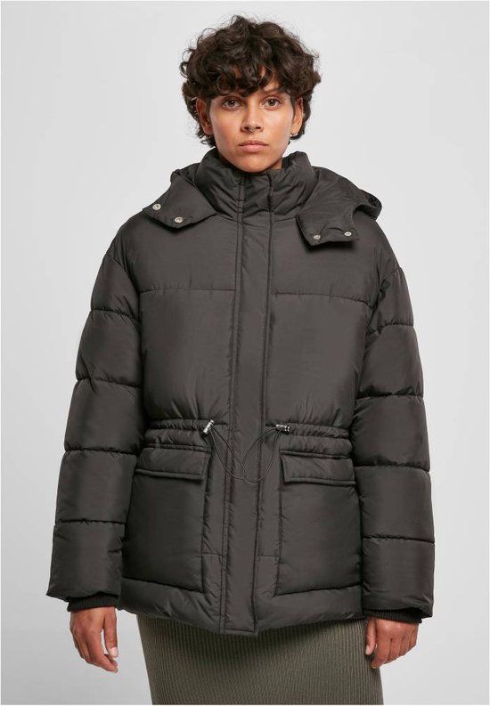 Urban Classics Waisted Gewatteerd Puffer Jacket - Women's S - Black