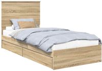 vidaXL Lit de rangement avec tiroir Chêne Sonoma 90 x 190 cm Bois composite