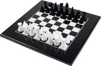 Pièces d'échecs italiennes, blanc, bois d'acacia, design moderne + échiquier, noir/blanc. 40 pièces
