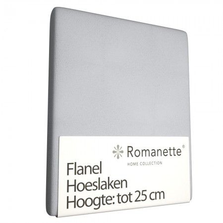 Romanette Hoeslaken Lichtgrijs (Flanel) - 140 x 200 cm