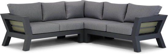 Santika Furniture Santika Yovita Hoek Loungeset 3-Delig - Grijs-Antraciet - 5 Zits