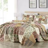 Chezmoi Collection Delaney 2-delige bloemen patchwork vintage gewassen 100% katoen quiltset, Twin