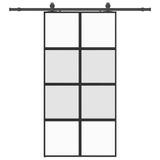 vidaXL Schuifdeur met beslagset, 102,5x205 cm, gehard glas, zwart