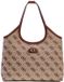 GUESS Samantha Travel Tote Bag Latte Logo / Brown beige Sac bandoulière avec compartiment pour ordinateur portable