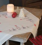Vervaco Tafelkleed kit Kerst Kerstbomen 80 x 80 cm