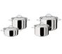 Spring CRISTAL Kookpannenset met deksel, 4-delig, roestvrij staal, geschikt voor inductie en voor alle andere warmtebronnen, ovenvast, vaatwasmachinebestendig, 2 l, 2,7 l, 3,7 l, 6,5 l