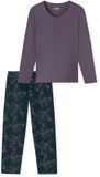 Uncover Schiesser Uncover by Schiesser Lange pyjama voor dames van 100% katoen - Pruim