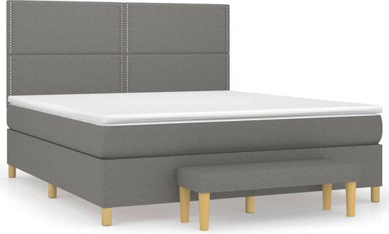 vidaXL Boxspring Bed - Donkergrijs - 180x200 cm - Stof