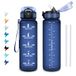 Drinkfles Icecat Drinkfles voor de sportschool, 1 liter, waterfles met tijdweergave, motiverende waterfles met rietje, herbruikbaar, lekvrij, gemakkelijk te reinigen, fles voor school, camping