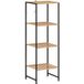 Pangivo Étagère De Rangement 4 Niveaux En Bambou Et Acier Pour Salle De Bain Et Salon 36,5 X 33 X 110 Cm