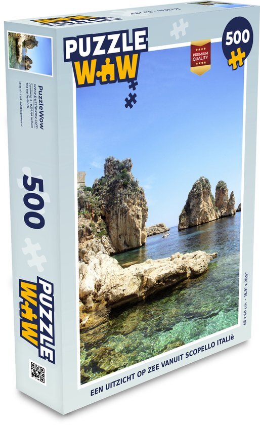 MuchoWow Puzzel Een uitzicht op zee vanuit Scopello Italië - Legpuzzel - Puzzel 500 stukjes - Sinterklaas cadeautjes - Sinterklaas voor grote kinderen