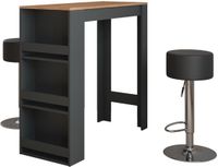 Vicco Repose Bartafel set – 45 x 110 cm met 2 barkrukken Antraciet/gouden eik