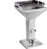 Fioren Grill au charbon de bois, modèle Fioren – Convient pour jardin, camping et extérieur – Grill portable en entonnoir avec espace de rangement – Inox – 48x63x90 cm