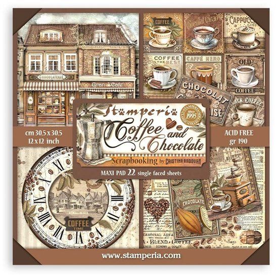Stamperia - Coffee and Chocolate Maxi 12x12 Inch Paper Pack (Single Face)