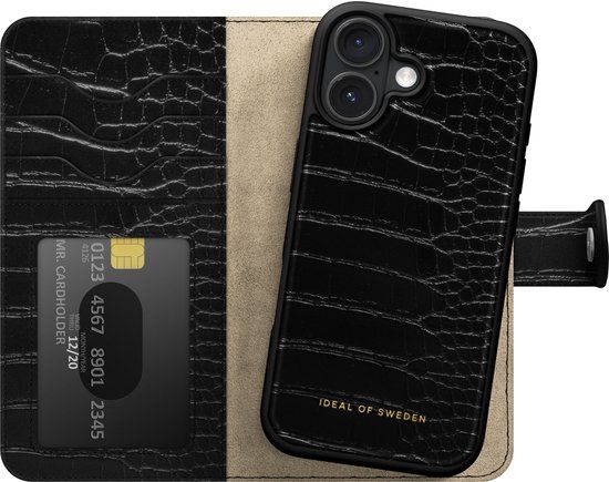iDeal of Sweden Magnet Wallet+ met magnetische ring geschikt voor iPhone 17 Black Croco - Zwart