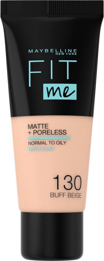 Maybelline Fit Me Matte + Poreless Foundation - 130 Buff Beige - Medium Dekkende Foundation met Matte Finish voor de Normale tot Vette Huid - 30 ml