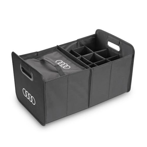 Audi 3292600400 vouwbox tas koeltas transport vouwdoos kofferbakbox, zwart, met Audi ringen logo
