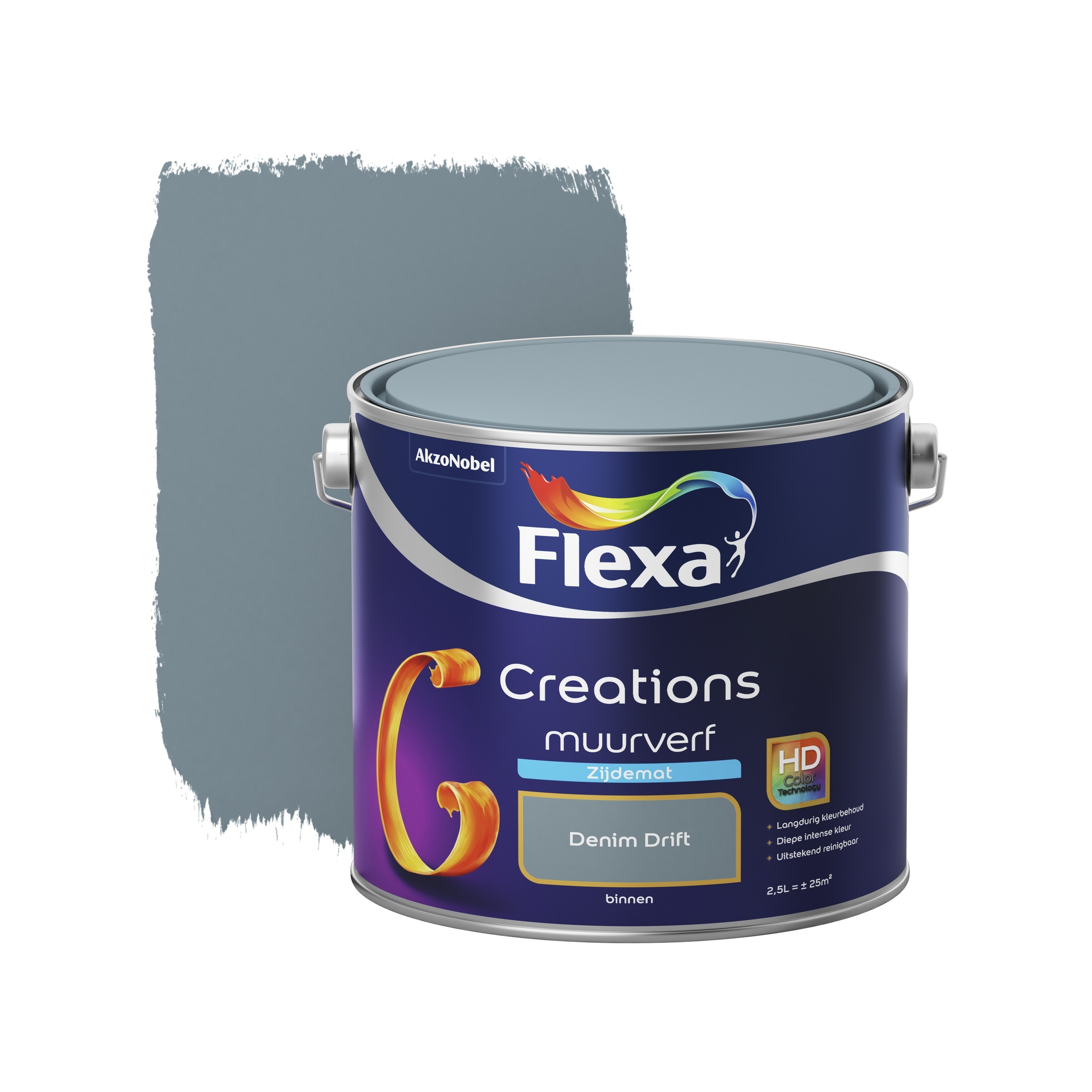 FLEXA Creations muurverf denim drift zijdemat 2 5 liter