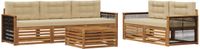 vidaXL - Acacia Hout Bank Loungeset - 5 Zitplekken - Natuurlijk en Beige