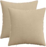 vidaXL - Kussensloop - 2 stuks - HEERLEN - Taupe - 35 x 35 cm - corduroy