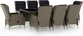 vidaXL Ensemble de jardin 9 pièces avec coussins poly rotin marron