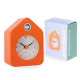 Fisura - Oranje mini-huiswekker. Analoge wekker zonder tikken. Origineel klein alarm. 9,7 cm x 7,3 cm x 4,5 cm. 1 AA-batterij