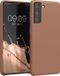 kwmobile telefoonhoesje geschikt voor Samsung Galaxy S21 - Hoesje met siliconen coating - Smartphone case in cappuccino