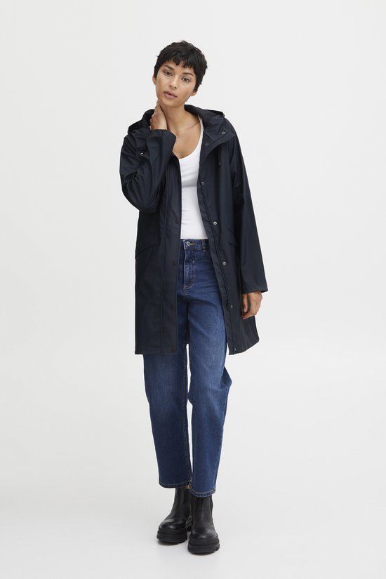 ICHI IHTAZI JA Dames Regenjas - Blauw - Maat XL - Softshell - Waterafstotend - Lange mouw