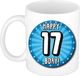 Bellatio Decorations Mok 17 jaar - Blauw - 300 ml