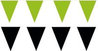 Shoppartners Zwarte en Groene vlaggetjes - Vlaggenlijn van 60 meter - Kunststof