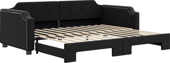vidaXL Slaapbank met onderschuifbed 80x200 cm stof zwart
