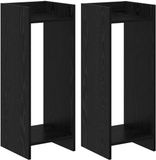 vidaXL Plantenstandaard 2 stuks Zwart eiken 30 x 30 x 80 cm Bois traité