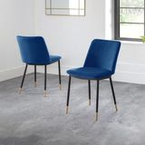 Julian Bowen set van 2 Delaunay eetkamerstoelen - Blauw