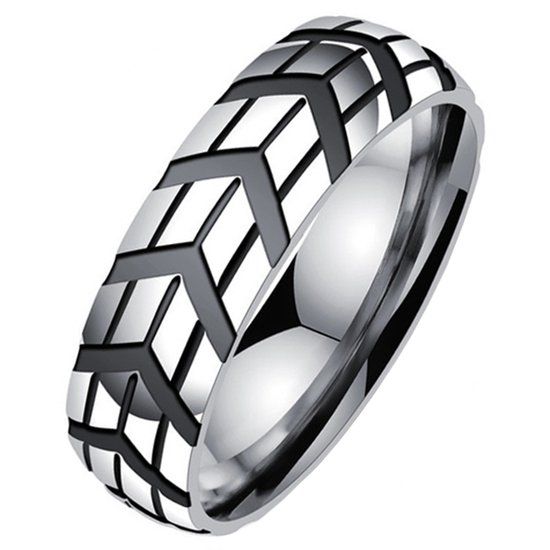 LGT JWLS Gegroefde edelstaal heren ring-21mm