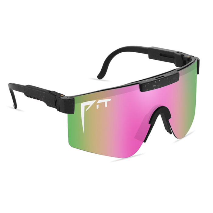 PIT VIPER PIT VIPER Gepolariseerde Zonnebril - Fiets Ski Sport Bril Shades UV400 Roze Groen
