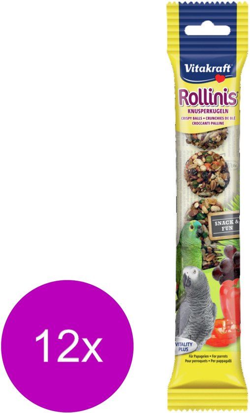 VITAKRAFT Rollinis Papegaai - Vogelsnack - 12 x 48 g