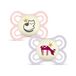 MAM Perfect fopspeen voor baby's, 2-6 maanden, lichtroze, 2 stuks | Lichtgevend in het donker met extra dunne en flexibele speen van Skin Soft Silicone, met zelfsteriliserende doos