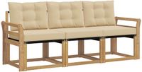vidaXL Bank loungeset 3 zitplaatsen Wit en Beige