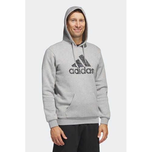 adidas Sportswear fleece hoodie grijs melange/antraciet