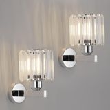 ANWIO Zilveren wandlamp voor binnen, moderne kristallen wandlamp E27, binnenverlichting Ø 130 mm, 2 stuks, voor hal, woonkamer, eetkamer, keuken