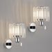 ANWIO Zilveren wandlamp voor binnen, moderne kristallen wandlamp E27, binnenverlichting Ø 130 mm, 2 stuks, voor hal, woonkamer, eetkamer, keuken