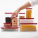 Bo-Box Boîte de rangement en plastique, 1 litre, transparent/rouge, 10x10x14,2 cm, sans BPA, avec couvercle et joint, set de 2