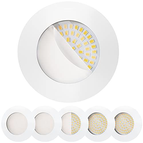 Scandinavian home Lysea Set van 6 LED-inbouwspots wit-mat 60 mm - 70 mm I geschikt voor badkamer I warm wit 230 V CRI 90 4,8 W 450 lm 3000 K 68 mm I met melkglas I LED-spot plafondinbouwlamp plat