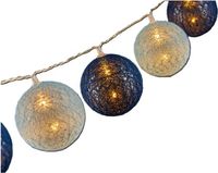 Krist+ LED Lichtslinger/lichtsnoer - 10 led bolletjes - D6 cm - blauw/donkerblauw - 200 cm