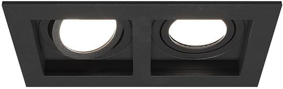 HOFTRONIC Fresno Dubbele Inbouwspot - Zwart - 2x GU10 - 6500K Daglicht wit - 8 Watt