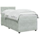 vidaXL Boxspringbed met matras, lichtgrijs, 90 x 190 cm, fluweel
